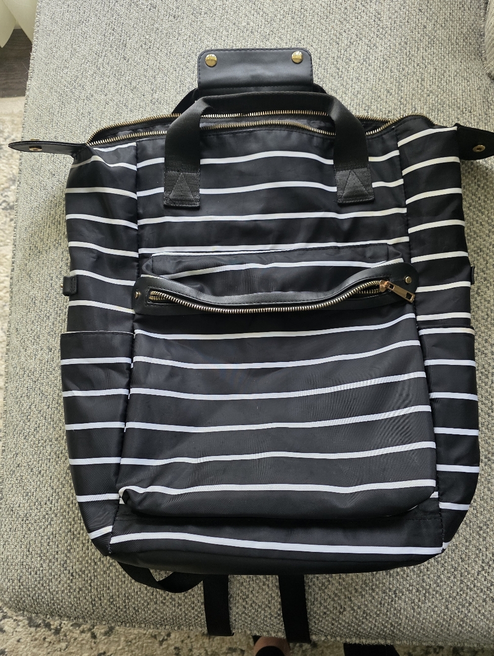 Striped Black & White Backpack Tote